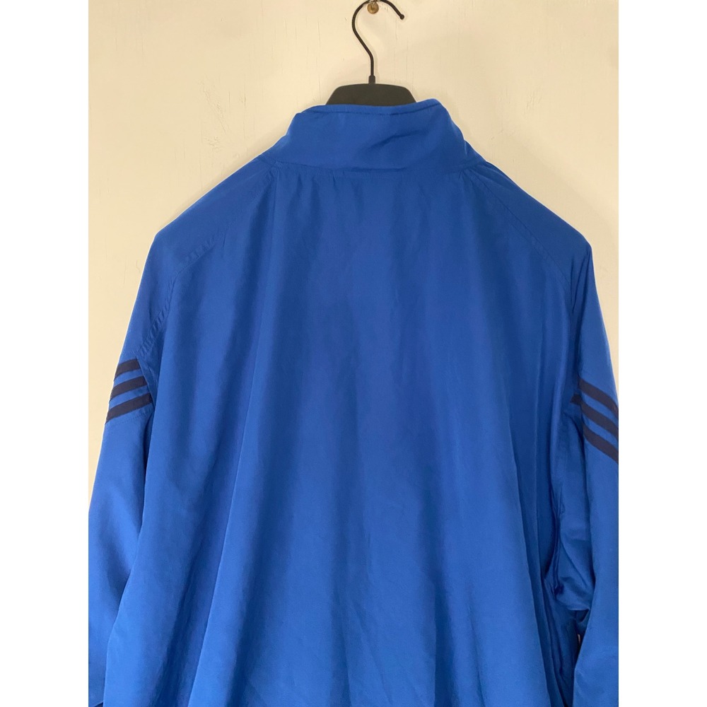 Adidas Mens 3XL Windbreaker Jacket Blue Full Zip Mesh Lined 3 Stripe Track Coat - Picture 11 of 16